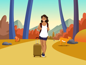 Cute woman explorer vector