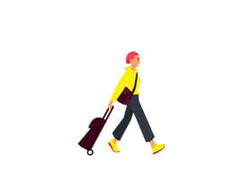 Funky girl traveling clipart
