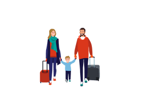 Happy family traveling clipart