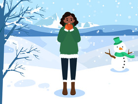 Woman freeze in winter vector