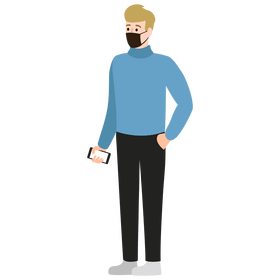 Man standing holding phone clipart