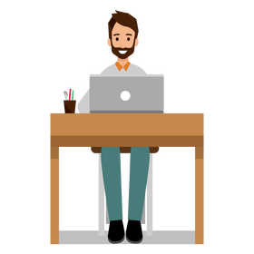 Man working on computer clipart