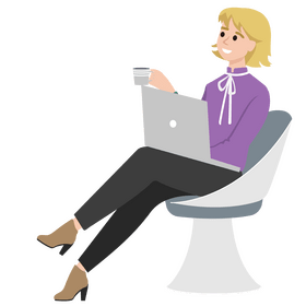 Woman working with coffee clipart