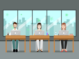 Social distancing at work during covid 19 vector