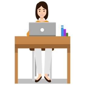 Woman working on laptop clipart