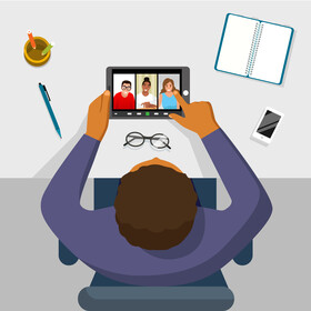 Hangout on zoom during pandemic vector