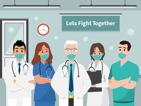 Medical team during covid vector