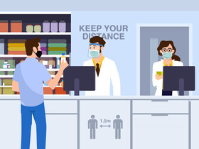 Pharmacy during coronavirus vector
