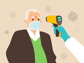 Body temperature check before entry noncontact thermometer Covid19 vector