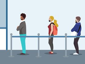 Queue new normal during coronavirus pandemic vector