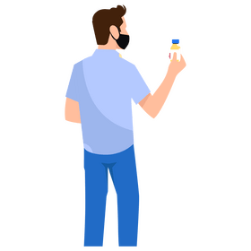 Man holding medicine clipart