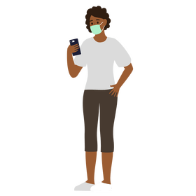 Woman looking at phone clipart