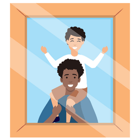 Father and son picture frame vector