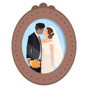 Picture frame wedding kiss vector