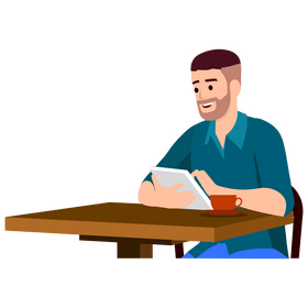 Man with iPad clipart