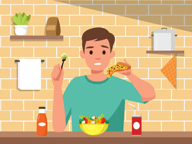 Food choice healthy and junk eating vector