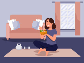 Woman eating healthy food vector
