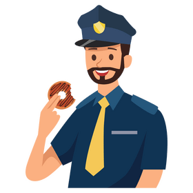 Policeman eating a donut clipart