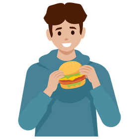 Man eating burger clipart