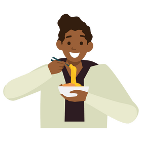 Man eating noodle clipart