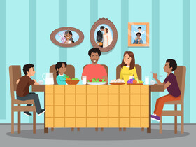 Family dinner illustration vector