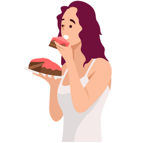Girl eating cake at night clipart