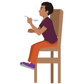 Boy sit eating food clipart