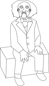 Saw Puppet drawing black and white clipart