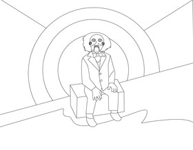 Saw Puppet drawing black and white vector