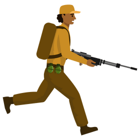 Brave soldier run clipart