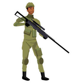 Soldier with big gun clipart