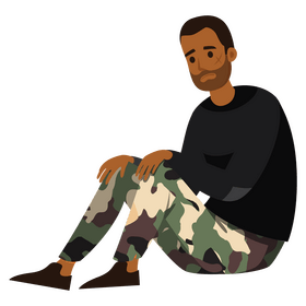 Soldier sitting clipart