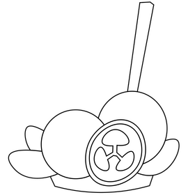 Feijoa ice cream illustration black and white clipart