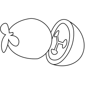 Half cut feijoa black and white clipart