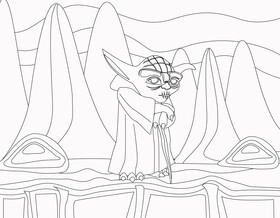 Yoda drawing black and white vector