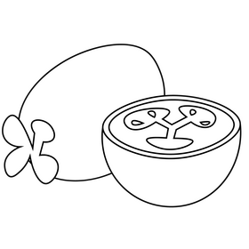 Whole and half feijoa black and white clipart