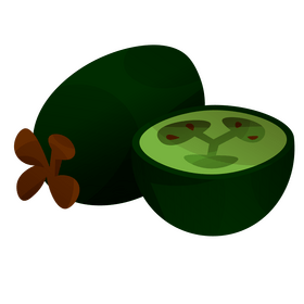 Whole and half feijoa clipart