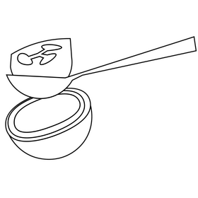 Feijoa on spoon black and white clipart