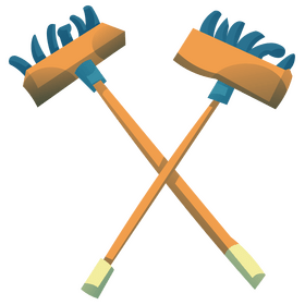 Curling brooms cartoon clipart