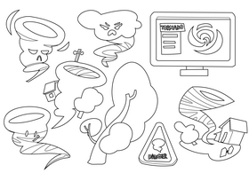 Tornado icons, hurricane black and white vector