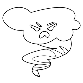 Angry tornado character cartoon black and white clipart