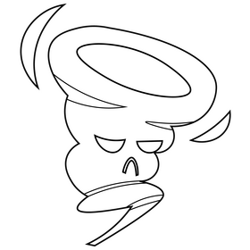 Cartoon tornado character black and white clipart