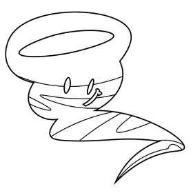 Happy tornado emoji cartoon black and white clipart