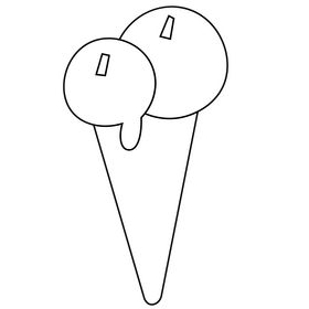 Cartoon ice cream cone black and white clipart