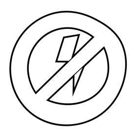 No power icon, no lightning icon black and white clipart