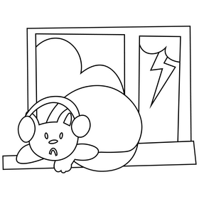 Lightning storm through window black and white clipart