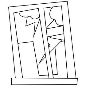 Thunder storm outside window cartoon black and white clipart