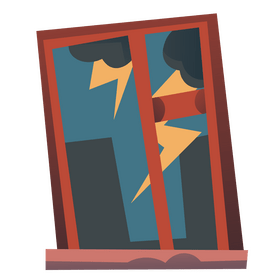 Thunder storm outside window cartoon clipart