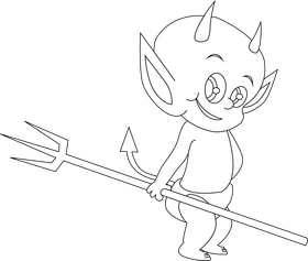 Baby devil black and white clipart
