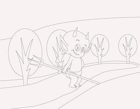 Baby devil black and white vector